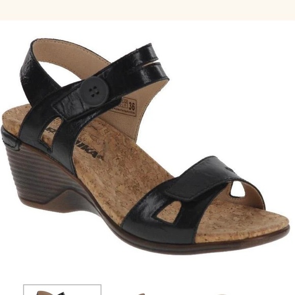 Romika Calgary 03 Black Slip On Wedge Adjustable Strap Sandal size 36 Summer - Picture 1 of 11